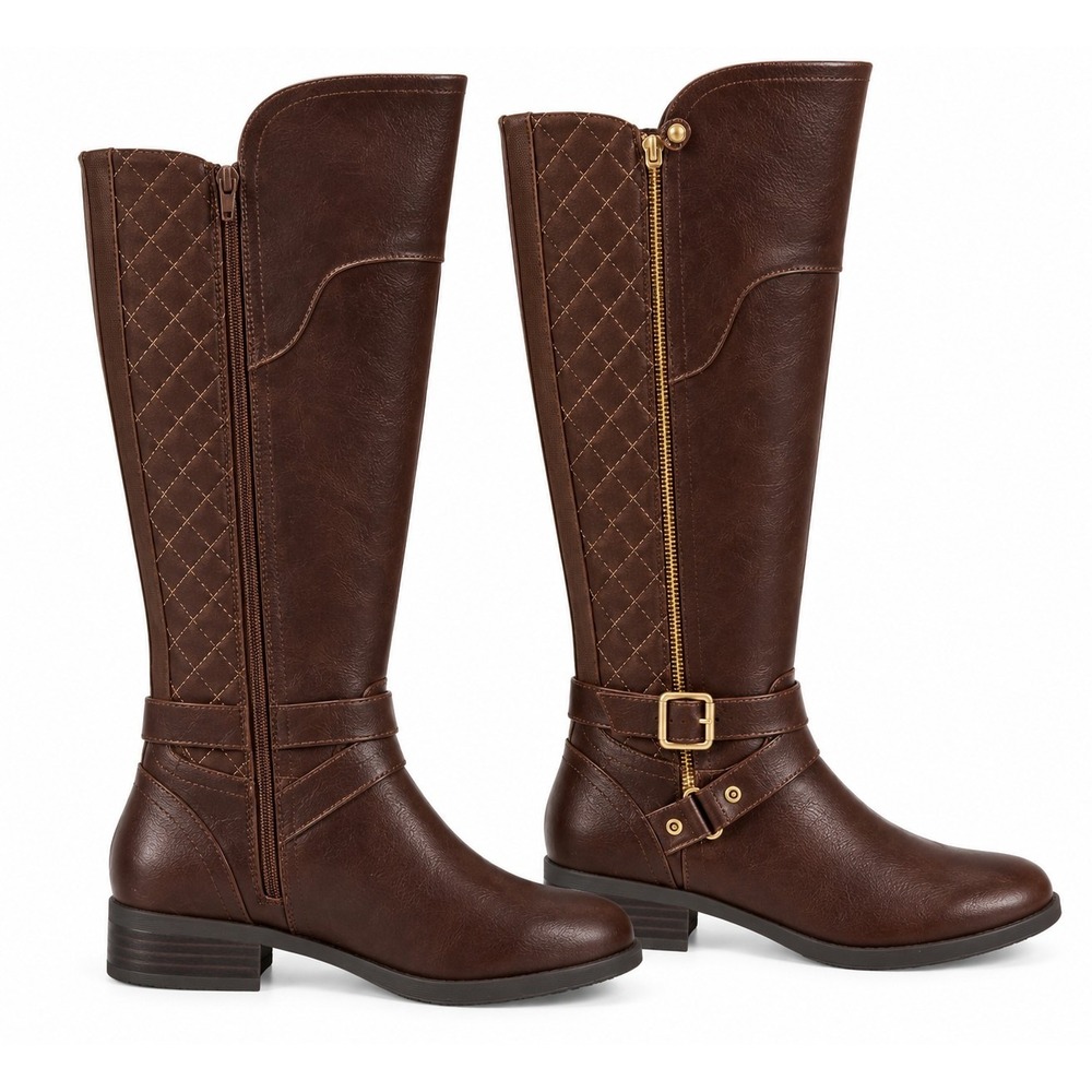 NEW G by Guess Womens 6M Haydin Riding Boots Knee High Quilted Buckle Side Zip